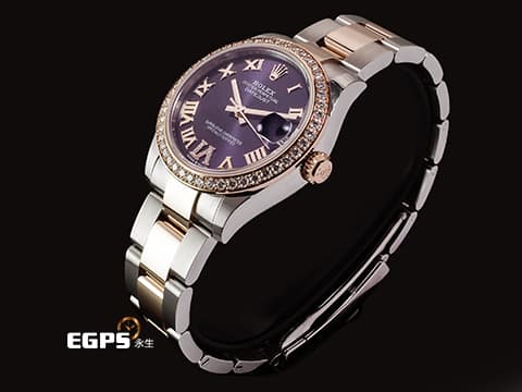 ROLEX 勞力士 DateJust 278381RBR 18K永恆玫瑰金 半金款 薰衣草紫色面盤 原廠鑲嵌鑽石VI時標 原廠鑲嵌鑽石錶圈 2026年保卡 自動上鍊 31mm