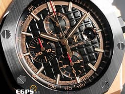 Audemars Piguet 愛彼 AP錶 Royal Oak Offshore <font color="#ff0000">2019年新卡</font> 皇家橡樹 離岸型 ROO 計時碼表 <font color="#f3baa1">26401 RO 玫瑰金 大金貓&nbsp;</font>26401RO.OO.A002CA.02<font color="#fafa01"> 搭配原廠黑色紡織紋橡膠錶帶</font> 陶瓷框&nbsp;自動上鍊 44mm