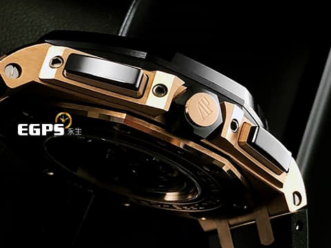 Audemars Piguet 愛彼 AP錶 Royal Oak Offshore 2019年新卡 皇家橡樹 離岸型 ROO 計時碼表 26401 RO 玫瑰金 大金貓&nbsp;26401RO.OO.A002CA.02 搭配原廠黑色紡織紋橡膠錶帶 陶瓷框&nbsp;自動上鍊 44mm