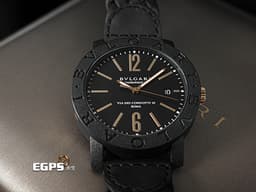 BVLGARI 寶格麗 Bulgari Bulgari CarbonGold系列 102248&nbsp;黑色複合碳纖維<font color="#1c1c1c">+</font><font color="#e1a056">玫瑰金材質 半金款</font><font color="#ff0000">&nbsp;</font>BB40CL&nbsp;經典刻度錶圈&nbsp;大三針&nbsp;自動上鍊 40mm