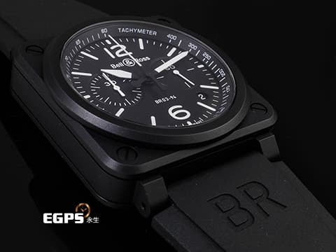Bell &amp; Ross 柏萊士 Chrono Black Matte BR03-94 霧面黑色陶瓷材質&nbsp;2020年保卡&nbsp;計時功能 自動上鏈 42mm