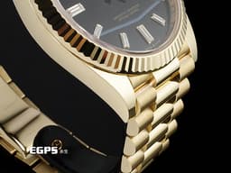 ROLEX 勞力士 DAY-DATE 40 DD 蠔式星期日誌型 228238 18K黃金材質 <font color="#ffea55">2025年最新款 鑲鑽縞瑪瑙面盤俗鷹眼面盤</font><font color="#ffea55">/</font><font color="#FF0000">2025年新式保卡</font> 自動上鏈 40mm