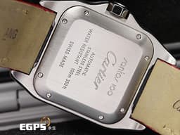 CARTIER 卡地亞 Santos 100 山度士 中型 <font color="#05f0f0">精鑲滿天星鑽石面盤、鑲鑽錶圈</font>&nbsp;<font color="#ff0000">紅色客製化皮革錶帶</font> 自動上鍊 36mm