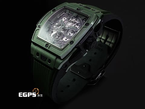 Hublot 宇舶 Spirit Of Big Bang Black Magic 42 大爆炸 靈魂系列 642.GX.5210.RX 深綠色拋光陶瓷材質 計時碼表 酒桶型 鏤空面盤 2025年電子保單 限量200支&nbsp;自動上鍊 42mm