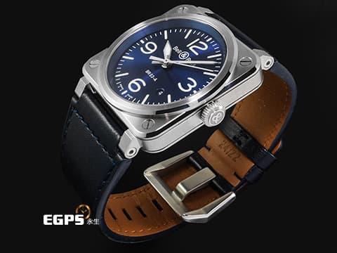 Bell &amp; Ross 柏萊士 &nbsp;BR-03 BLACK STEEL&nbsp;BR03A-BLU-ST/SCA 不鏽鋼材質 藍色放射紋面盤&nbsp;2025年保卡 台灣公司貨&nbsp;自動上鍊 41mm