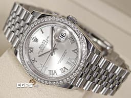 ROLEX 勞力士 Datejust 36 蠔式日誌型 126284RBR <font color="#c0c0c0">銀白色羅馬數字VI、IX鑲鑽面盤 原廠鑽圈</font>&nbsp;DJ36 不鏽鋼<font color="#FF0000"> 2021年新式保卡 紀念型（Jubilee）五銖錶帶</font>&nbsp;126284 RBR 自動上鍊 36mm