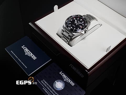 LONGINES 浪琴 HYDROCONQUEST GMT 康卡斯 深海征服者 L38904566 兩地時間 不鏽鋼材質&nbsp;浪鬼 黑色陶瓷錶圈 黑色面盤 黑水鬼&nbsp;2025年保卡&nbsp;潛水錶 自動上鍊 41mm