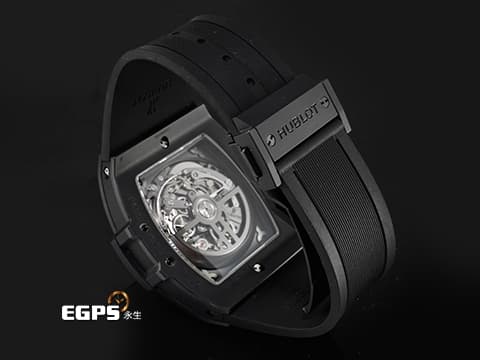 Hublot 宇舶 Spirit of Big Bang Titanium Blue 大爆炸 靈魂系列 641.CI.0173.RX 黑色陶瓷錶圈、鏤空面盤&nbsp;酒桶型 鈦金屬材質 2019年保卡&nbsp;自動上鍊 42mm