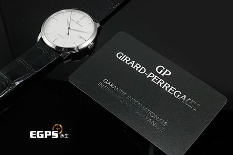 GIRARD-PERREGAUX 芝柏 GP 1966系列 49525-53-131-BK6A 18K白金材質 簡約設計&nbsp;2025年保卡 新錶訂價：622,000元&nbsp;自動上鏈 38mm