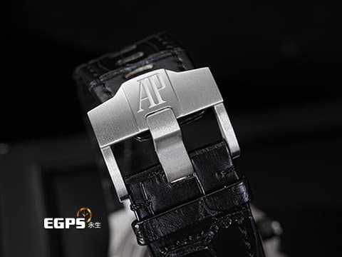 Audemars Piguet 愛彼 AP錶 Royal Oak Offshore 皇家橡樹 離岸型 PT950 鉑金材質錶殼 26411PO.OO.A002CR.01 黑色陶瓷框 經典黑色大型格紋面盤搭配藍色計時圈 計時碼表 26411 PO 限量20只 2018年保卡 自動上鍊 44mm