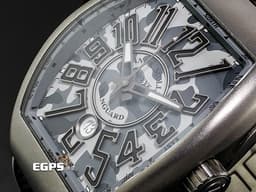 FRANCK MULLER 法蘭穆勒 Vanguard系列 V45 SC DT TT MC TT CAMOUFLAGE <font color=#ff00ff> 鈦金屬材質 </font> <font color=#ffffff>灰色拉絲直條紋面盤</font> 酒桶型 <font color=#ff0000>2025年保單</font> 自動上鍊 44x54mm