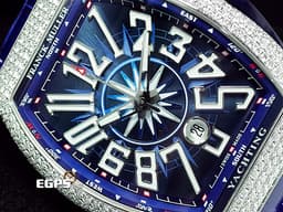 Franck Muller 法蘭穆勒 FM Vanguard Yachting V45 SC DT 遊艇 <font color="#05f0f0">藍色面盤&nbsp;精鑲鑽框</font> 自動上鏈 44x54 mm