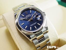 ROLEX 勞力士 Datejust 36 蠔式日誌型 126200 <font color="#4169e1">藍色蜂巢坑紋面盤 </font> DJ36 不鏽鋼<font color="#FF0000">&nbsp;2021年新式綠卡 蠔式（Oyster）三節錶帶</font> 自動上鍊 36mm
