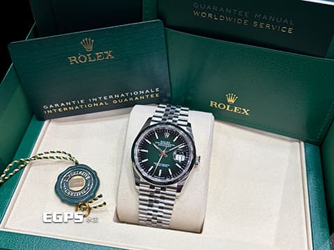 ROLEX 勞力士 Datejust 36 蠔式日誌型 126200&nbsp;最新 Green Ombre&nbsp;漸變綠色面盤&nbsp;經典 DJ36 不鏽鋼材質&nbsp;2026年木紋保卡 紀念型（Jubilee）五銖錶帶&nbsp;自動上鍊 36mm