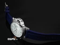 PANERAI 沛納海 Luminor Chrono PAM1218 計時碼表 <font color="#ffffff">白色三明治夜光面盤</font> PAM01218 <font color="#33CCFF">藍色小秒針</font> 不鏽鋼 <font color="#FF0000">2022年保單</font> 自動上鍊 44mm