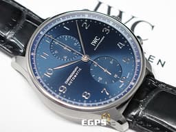 IWC 萬國 Portugieser Chronograph 葡萄牙 系列 IW371606 計時碼錶 <font color=#4169e1>藍色放射紋面盤</font> 不鏽鋼 <font color=#FF0000>透明錶背款 2024年保單</font> 自動上鍊 41mm