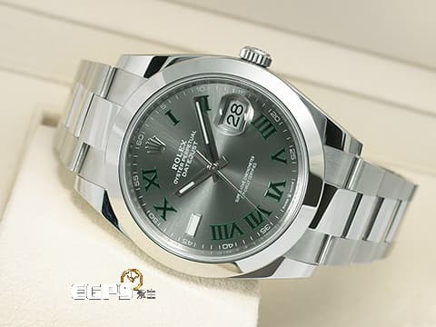 ROLEX 勞力士 DATEJUST 126300 蠔式日誌型 不鏽鋼材質 綠色羅馬字面盤 費德勒面盤 2025年新式綠卡  自動腕錶 41mm