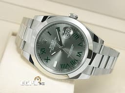 ROLEX 勞力士 DATEJUST 126300 蠔式日誌型 不鏽鋼材質 <font color=#74d56a>綠色羅馬字面盤 費德勒面盤</font> <font color=#FF0000>2025年新式綠卡 </font> 自動腕錶 41mm