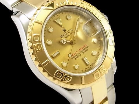 ROLEX 勞力士 Yacht-Master 遊艇名仕 69623 18K黃金材質 半金款 小型 香檳金色面盤&nbsp;台灣公司貨 自動上鏈 29mm