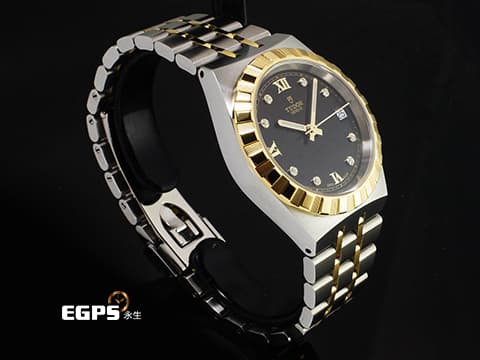 TUOR 帝舵 Royal  皇家系列 28403-0005&nbsp;18K黃金 半金款 有金又有鑽 半金腕錶超值首選款&nbsp;2026年新式保卡 自動上鍊 34mm
