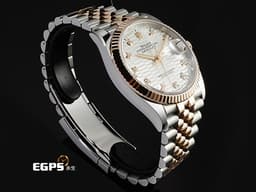 ROLEX 勞力士 蠔式 Datejust 126231 蠔式日誌型 永恒玫瑰金 半金 <font color="#05f0f0">絕版雷射坑紋面 銀色坑紋面盤 原廠鑲嵌鑽石時標</font> <font color="#ff0000">2024年保卡 五銖紀念型錶帶</font> 自動上鍊 36mm