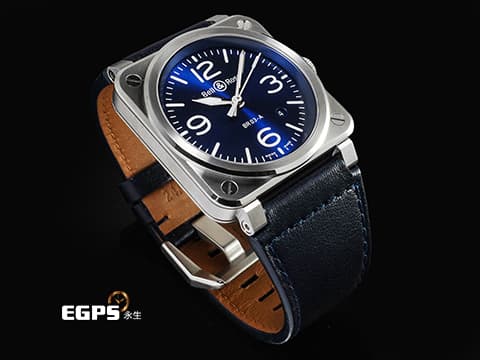 Bell &amp; Ross 柏萊士 &nbsp;BR-03 BLACK STEEL&nbsp;BR03A-BLU-ST/SCA 不鏽鋼材質 藍色放射紋面盤&nbsp;2025年保卡 台灣公司貨&nbsp;自動上鍊 41mm