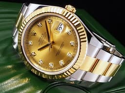 ROLEX 勞力士 Datejust DJ41 116333G 116333 18K黃金搭配不鏽鋼材質 半金款 <font color="#ff00ff">原廠鑽石時標</font> <font color="#FFFF00"> 香檳金色面盤 </font> 自動上鍊 41mm
