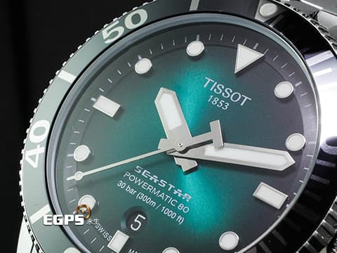 TISSOT 天梭 海星 1000系列 T1204071109101 漸層湖水藍色面盤 大三針 不鏽鋼材質&nbsp;2024年保單 自動上鍊 43mm