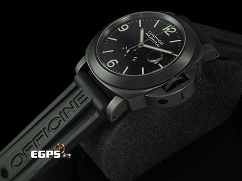 PANERAI 沛納海 LUMINOR PAM028 PAM00028 DLC鍍黑不鏽鋼材質  動能儲存顯示 黑色釘格紋面盤  復刻限量版，全球限量1000只，附限量證書  自動上鍊 44mm