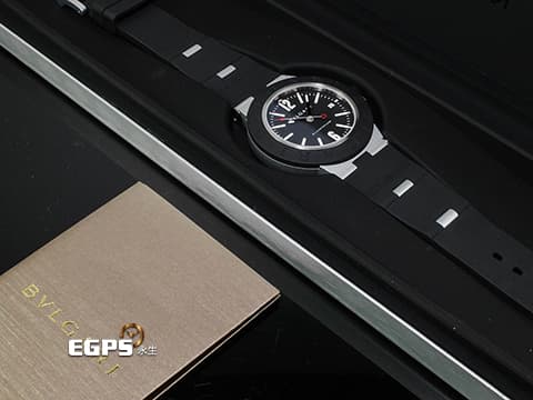 BVLGARI 寶格麗 Bulgari Aluminium系列 103445&nbsp;鋁合金+鈦金屬材質&nbsp;黑色橡膠刻度錶圈&nbsp;2025年保卡 台灣公司貨 自動上鍊 40mm