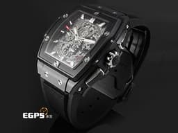 Hublot 宇舶 Spirit of Big Bang Titanium Blue 大爆炸 靈魂系列 641.CI.0173.RX <font color="#05f0f0">黑色陶瓷錶圈、鏤空面盤</font>&nbsp;酒桶型 鈦金屬材質 <font color="#ff0000">2019年保卡</font>&nbsp;自動上鍊 42mm