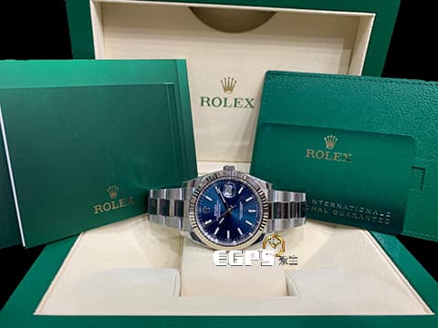 ROLEX 勞力士 DATEJUST 126334 蠔式日誌型 藍色面盤 DJ41 經典三角坑紋錶圈 2024年保單 新式保卡 自動上鍊 41mm