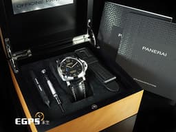 PANERAI 沛納海 Luminor Marina PAM01312 三日鍊&nbsp;<font color="#d79b56">經典淡褐色夜光三明治面盤 菸草面</font>&nbsp;PAM1312 <font color="#2682d9">藍色小秒針</font> 不鏽鋼材質&nbsp;<font color="#FF0000">2019年保單 絕版透背款</font>&nbsp;自動上鍊 44mm