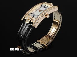 Harry Winston 海瑞溫斯頓  Avenue Aurora 330LQR 18K玫瑰金材質 <font color="#05f0f0">原廠鑲嵌鑽石錶圈 銀白色珍珠貝母面盤</font><font color="#FF0000">&nbsp;</font>石英機芯 39x19mm