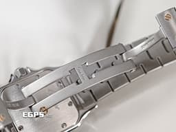 Cartier 卡地亞 Santos Galbee SM 山度士 W20103C4 <font color="#a6dbe8">珍珠貝母面盤</font>&nbsp;小型&nbsp;<font color="#f99d53">玫瑰金 半金款</font>&nbsp;經典 <font color="#ff0000">亞洲限定款</font> 石英機芯 24x24mm