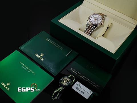 ROLEX 勞力士 蠔式 Datejust 126231 蠔式日誌型 永恒玫瑰金 半金 絕版雷射坑紋面 銀色坑紋面盤 原廠鑲嵌鑽石時標 2024年保卡 五銖紀念型錶帶 自動上鍊 36mm