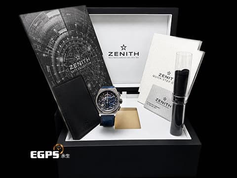 ZENITH 真力時 DEFY El Primero 21 1/100秒計時碼錶 95.9002.9004/78.R584 藍色鏤空面盤 鈦金屬材質&nbsp;自動上鍊 44mm