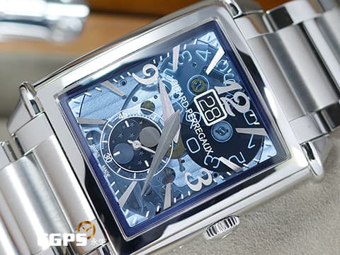 Girard-Perregaux 芝柏 GP錶 Vintage 1945 XXL 系列 Large Date Moon Phases 藍色鏤空面盤 25882 大日期窗 月相盈虧 小秒針 不鏽鋼&nbsp;2019年保單&nbsp;自動上鍊 36x35mm