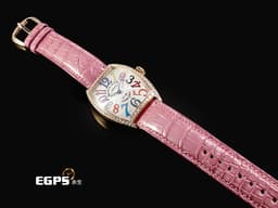 FRANCK MULLER 法蘭穆勒 2852QZCOLDRMD1R 18K玫瑰金材質 銀白色面盤 <font color="#fa00fa">彩色阿拉伯數字時標</font> <font color="#05f0f0">原廠鑲嵌鑽石錶圈</font>&nbsp;石英機芯 43x31mm