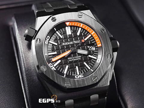 Audemars Piguet 愛彼 AP錶 Royal Oak Offshore Diver 皇家橡樹離岸型 潛水錶 陶瓷材質 15707CE 橘呆 橘色潛水刻度 分針指針&nbsp;專賣店限定款 數量稀少 自動上鏈&nbsp;42mm