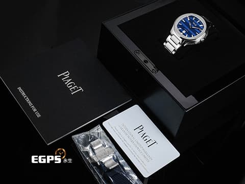 PIAGET 伯爵 Polo Signature Date 系列 G0A51032 枕型 藍色緣飾紋理面盤&nbsp;不鏽鋼材質 2026年保卡 自動上鍊 42mm