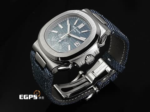 Patek Philippe 百達翡麗 PP錶 Nautilus 金鷹 鸚鵡螺 5980/60G-001 18K白金材質 最新款 藍灰色蛋白石錶盤 新款PP印記&nbsp;2026年保單&nbsp;自動上鍊 40.5mm