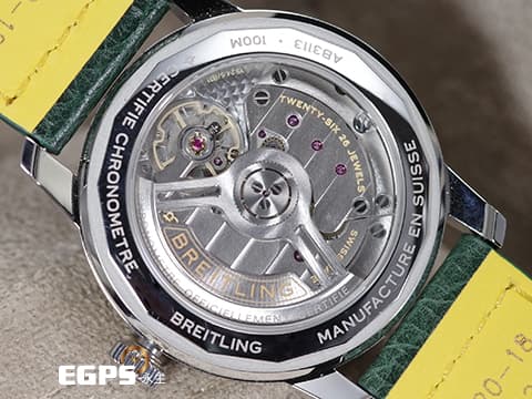 BREITLING 百年靈 Top Time系列 AB3113 綠色面盤&nbsp;三日鍊 大三針 不鏽鋼 AB3113171L1X1 自製B31機芯&nbsp;2026年保單&nbsp;賽車錶 自動上鍊 38mm