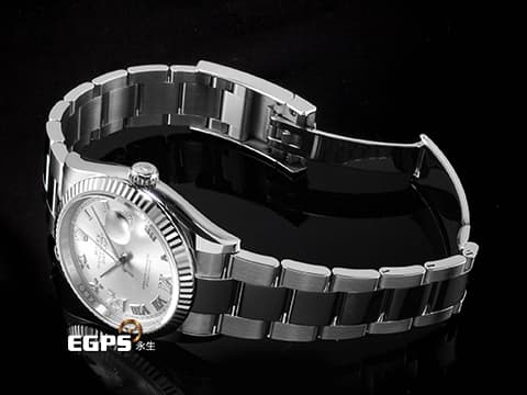 ROLEX 勞力士 Datejust 36 蠔式日誌型 126234 不鏽鋼材質 原廠鑲嵌鑽石VI IX時標 銀灰色太陽紋放射面盤&nbsp;2024年保單 蠔式（Oyster）三節板帶 自動上鍊 36mm