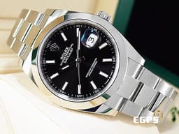 ROLEX 勞力士 DateJust 41 蠔式日誌型 126300 <font color="#383838">亮黑色面盤</font> DJ41 不鏽鋼&nbsp;<font color="#FF0000">2024年保卡 蠔式（Oyster）三節錶帶 </font> 自動上鍊 41mm