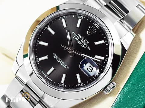 ROLEX 勞力士 DateJust 41 蠔式日誌型 126300 亮黑色面盤 DJ41 不鏽鋼&nbsp;2024年保卡 蠔式（Oyster）三節錶帶  自動上鍊 41mm