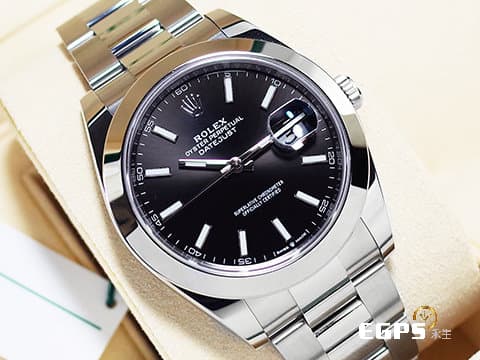 ROLEX 勞力士 Datejust 41 蠔式日誌型 126300 亮黑色面盤 經典 DJ41 不鏽鋼&nbsp;2019年保單 蠔式（Oyster）三節錶帶 自動上鍊 41mm