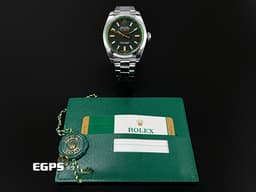 ROLEX 勞力士 Oyster Perpetual 蠔式 Milgauss 高抗磁 116400GV <font color="#058703">停產絕版系列</font>&nbsp;<font color="#00AA00">綠玻璃</font>&nbsp;不鏽鋼材質 大三針&nbsp;<font color="#FF8000">經典橘色閃電秒針</font>&nbsp;自動上鍊 40mm