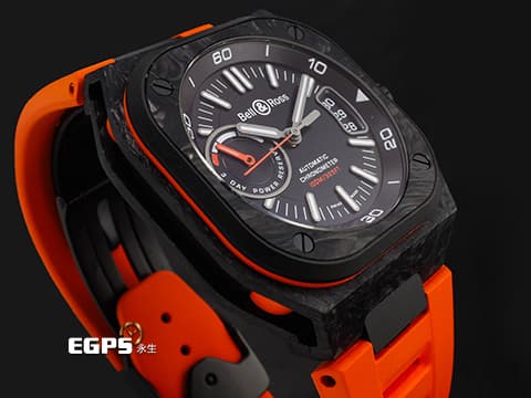 Bell &amp; Ross 柏萊士 BRX5R-BO-TC/SRB Carbon Orange 碳纖維及鈦金屬材質 動力儲存顯示&nbsp;2025年保卡 限量500只&nbsp;自動上鍊 41mm