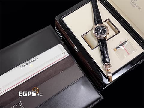 Patek Philippe 百達翡麗 PP錶 Complications Annual Calendar 複雜功能時計 飛返 計時碼表 年曆錶 5961R-010 18K玫瑰金材質 原廠鑲嵌長方形鑽石錶圈、錶扣、時標 2016年保單&nbsp;自動上鍊 40.5mm
